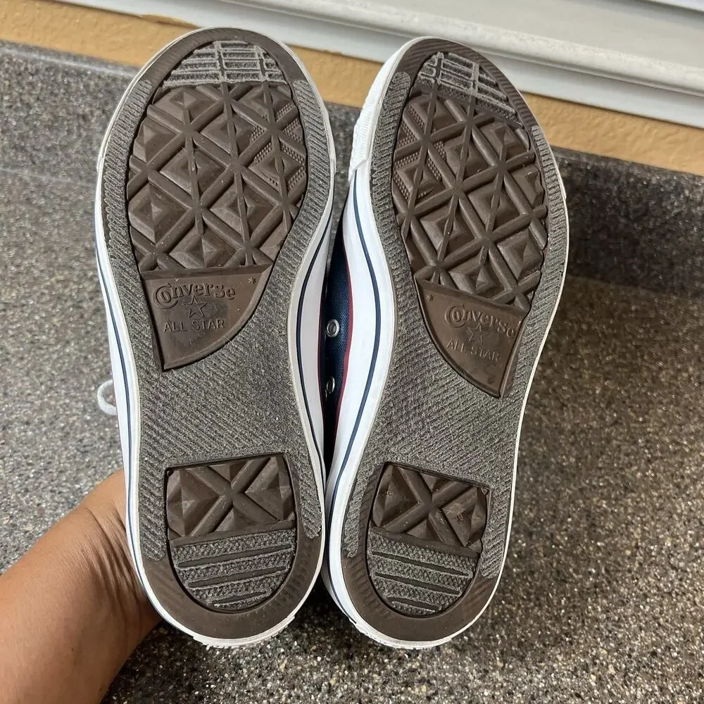 Converse All Star Womens 10 Blue Canvas Sneaker Lace Up Low Mens 8 Double Tongue